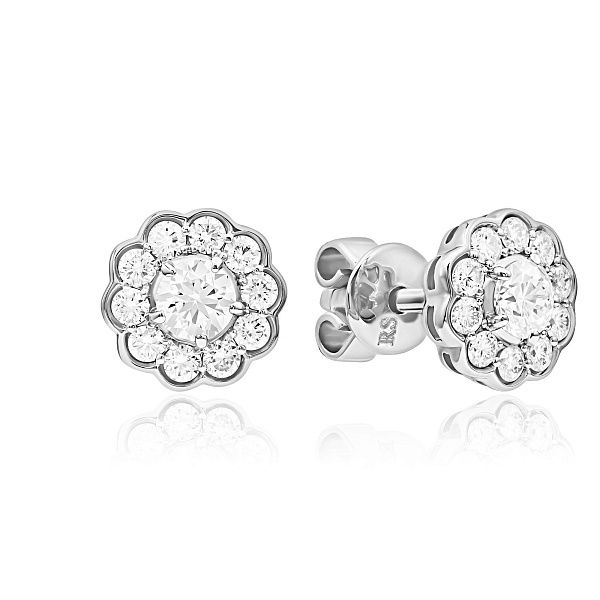 Пусеты из белого золота с бриллиантами