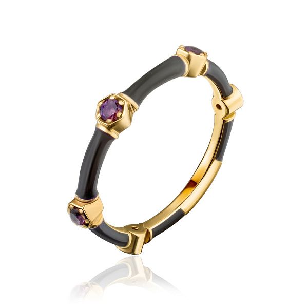 Кольцо из желтого золота с аметистами