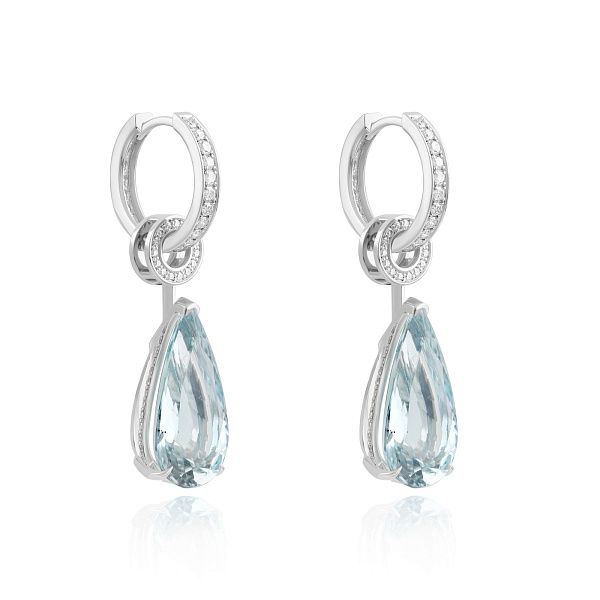 Серьги из белого золота с бриллиантами и аквамаринами 11.62 ct