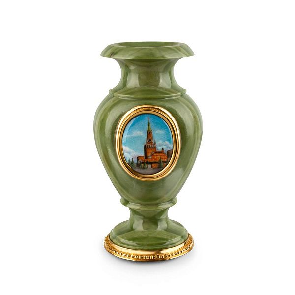 Ваза с видами Москвы с миниатюрой и офиокальцитом