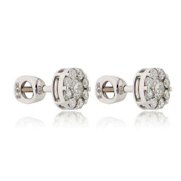 Пусеты из белого золота с бриллиантами