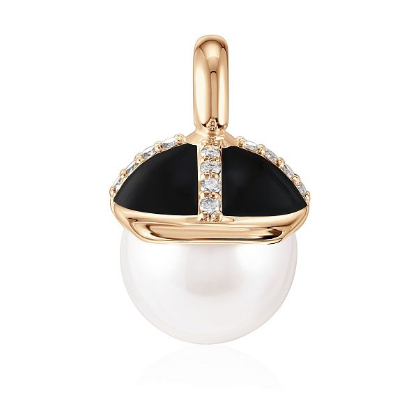 Подвеска из желтого золота с бриллиантами и жемчугом