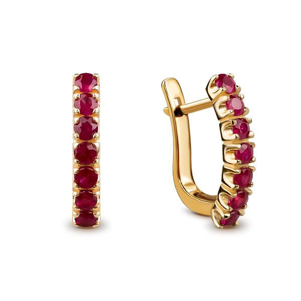 Серьги из красного золота с рубинами