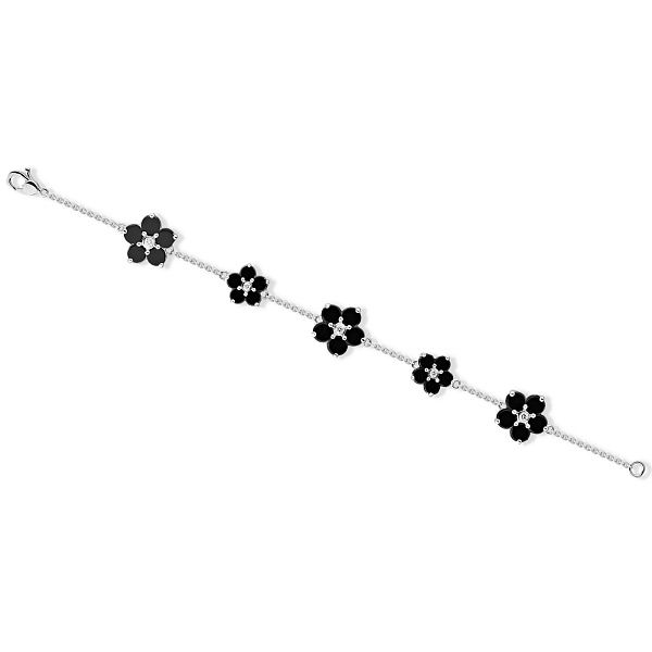 Браслет из белого золота с бриллиантами и ониксами