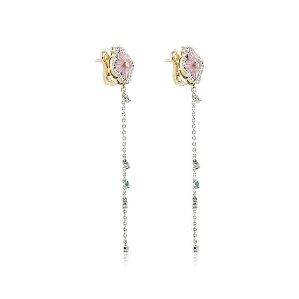 Серьги из желтого золота с изумрудами и бриллиантами