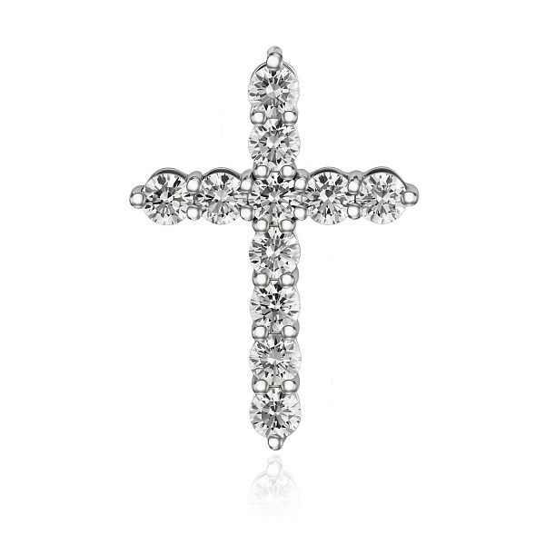 Крест из белого золота с бриллиантами