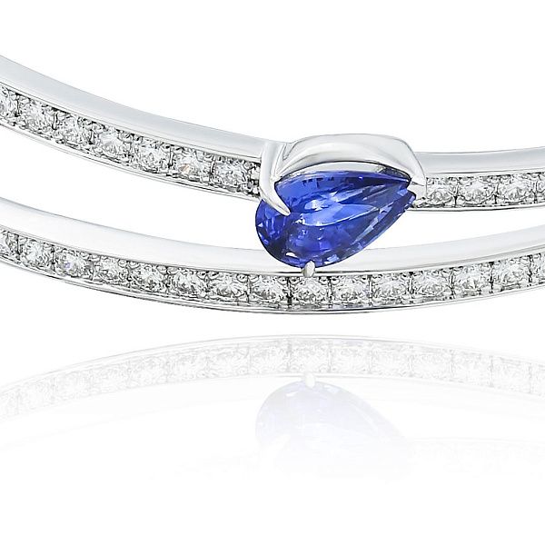 Браслет «BATEAU» из белого золота с сапфиром 1.31 ct и бриллиантами