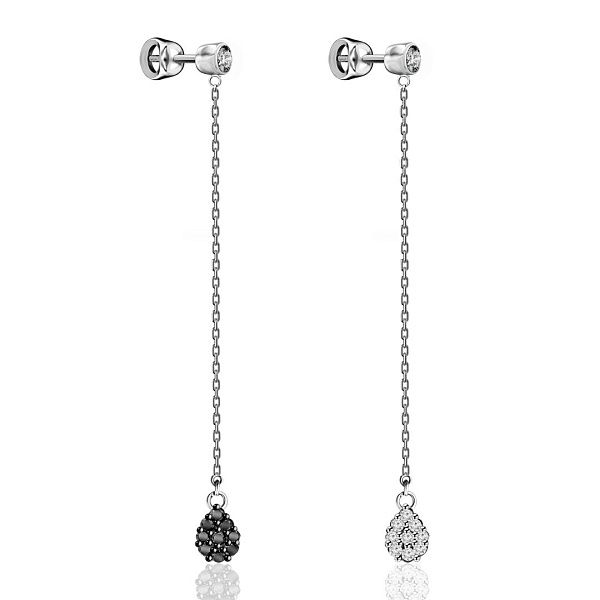 Пусеты из белого золота с бриллиантами