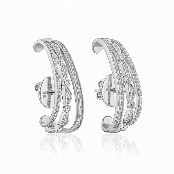 Пусеты из белого золота с бриллиантами