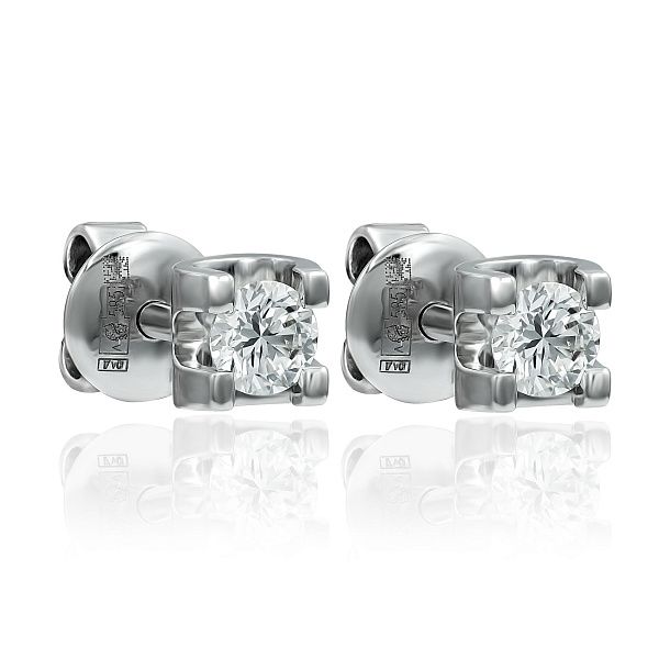 Пусеты из белого золота с бриллиантами