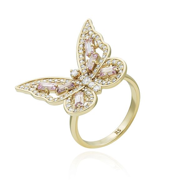 Кольцо из желтого золота с сапфирами и бриллиантами