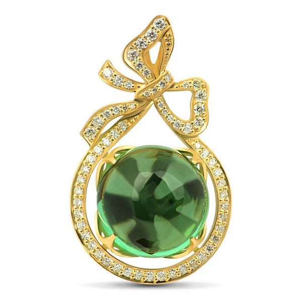 Подвеска из желтого золота с празиолитом 2.81 ct и бриллиантами