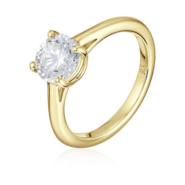 Кольцо из желтого золота с бриллиантом 1 ct