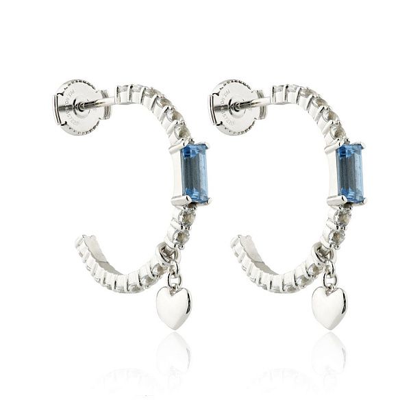 Пусеты из белого золота с топазами и шпинелью