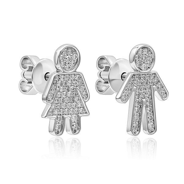 Пусеты из белого золота с бриллиантами