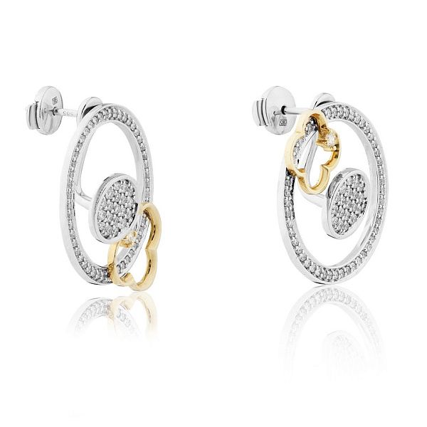 Пусеты из белого золота с бриллиантами