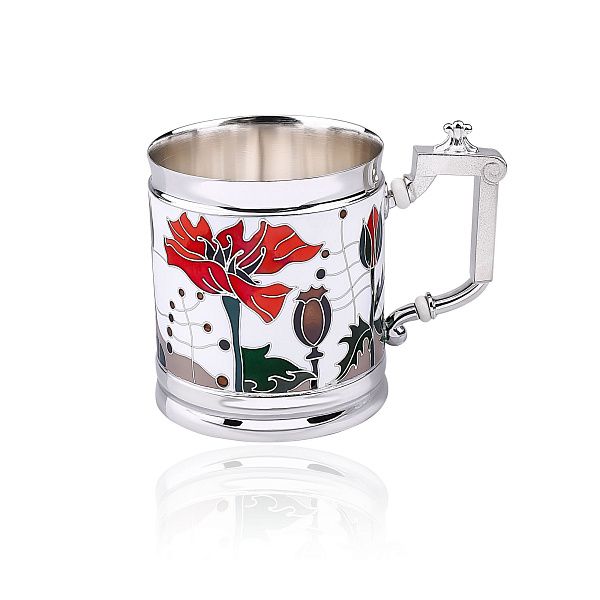 Чашка «Маки» из серебра 