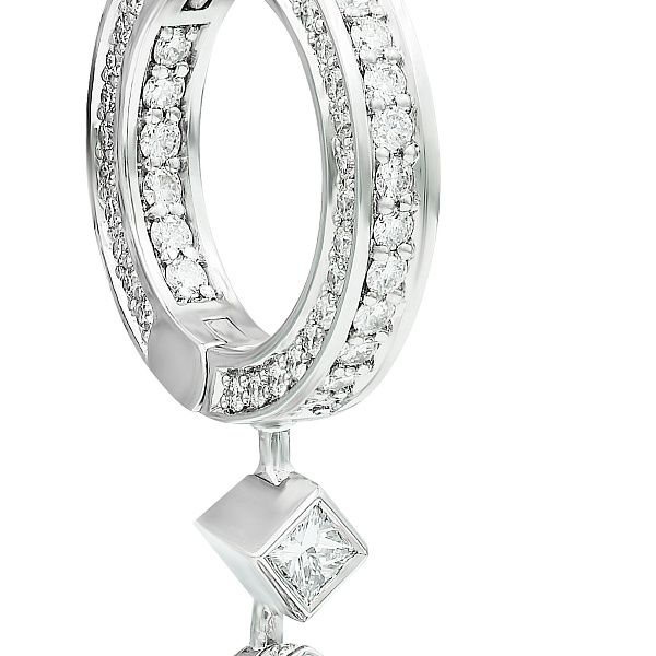 Серьги из белого золота с морганитами 2.8 ct и бриллиантами