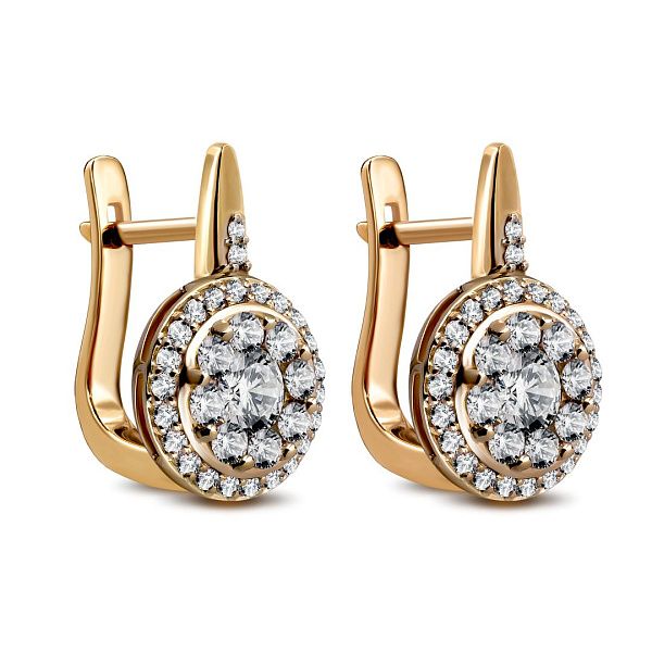 Серьги из желтого золота с бриллиантами