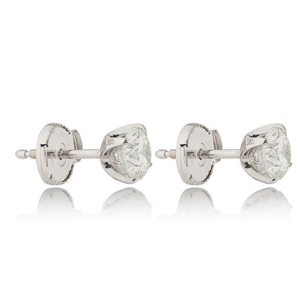 Пусеты из белого золота с бриллиантами 1.1 ct