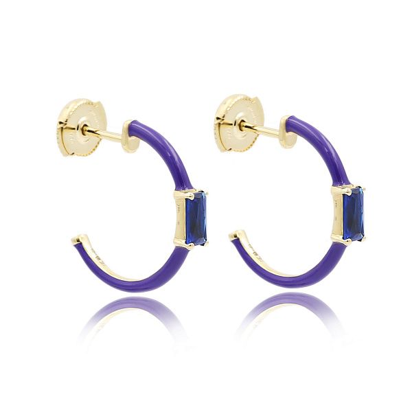 Пусеты из желтого золота со шпинелью