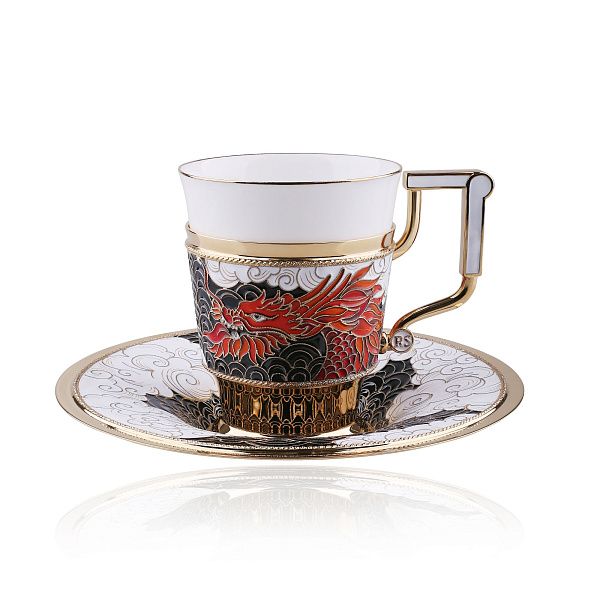 Блюдце «Дракон» из серебра