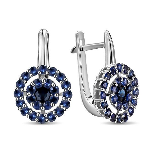 Серьги из белого золота с сапфирами