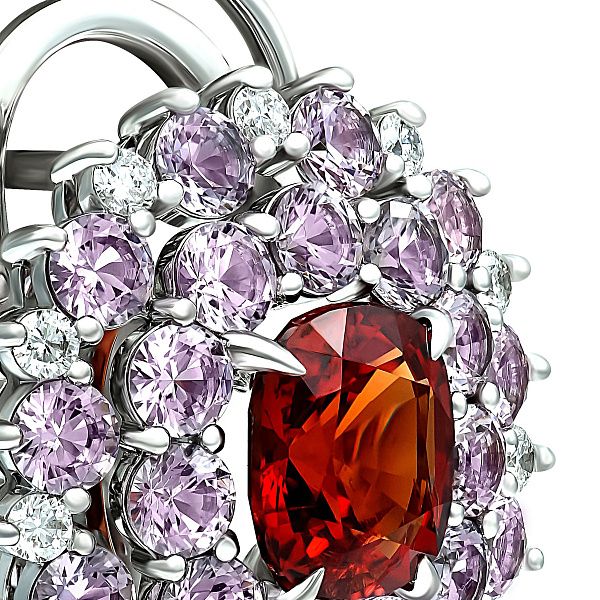 Серьги из белого золота с бриллиантами и шпинелью 3.75 ct