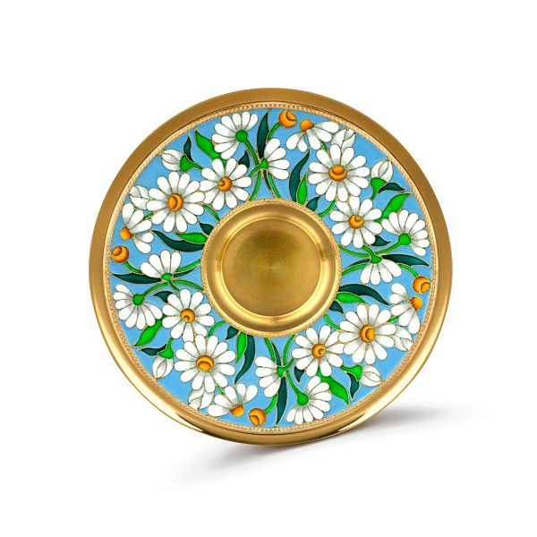 Набор чашка с блюдцем «Любит-не любит» из серебра