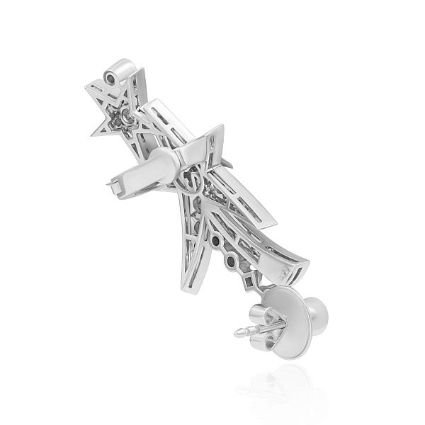 Серьга кафф из белого золота с бриллиантами