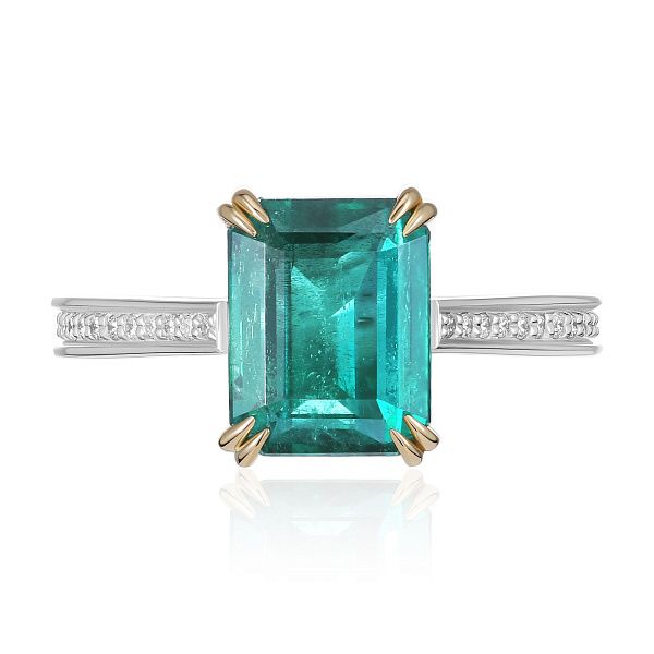 Кольцо с бриллиантами и изумрудом 3.24 ct