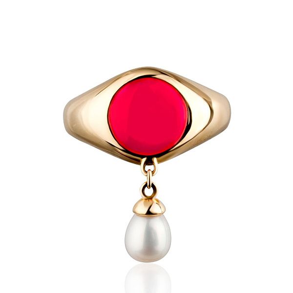 Кольцо из жёлтого золота с жемчугом