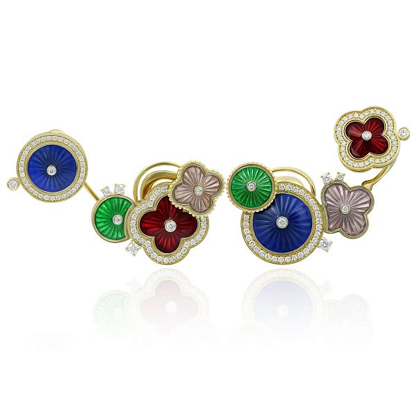 Серьги из желтого золота с бриллиантами