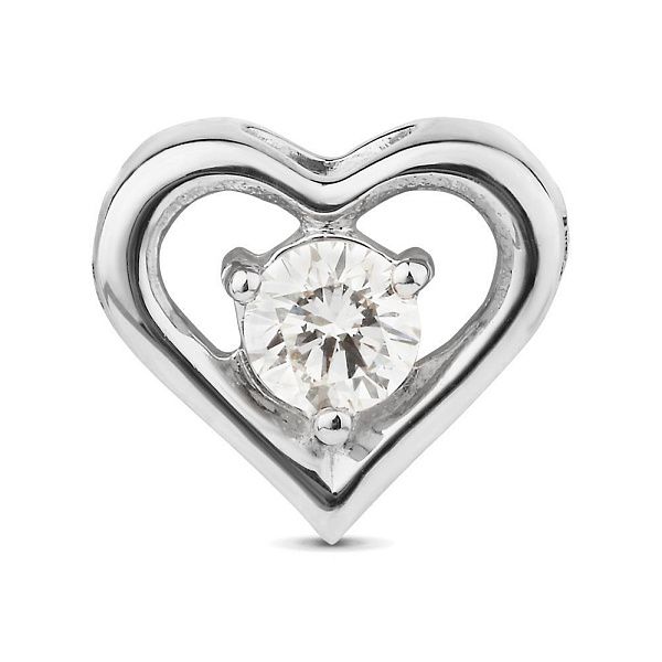 Подвеска в виде сердца из белого золота с бриллиантом