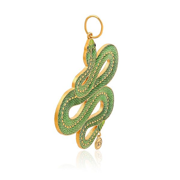 Елочная игрушка «Змея» из серебра 