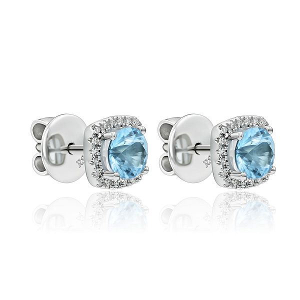 Пусеты из белого золота с топазами и бриллиантами