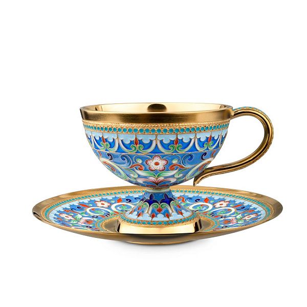 Чашка «Русские мотивы» из серебра 