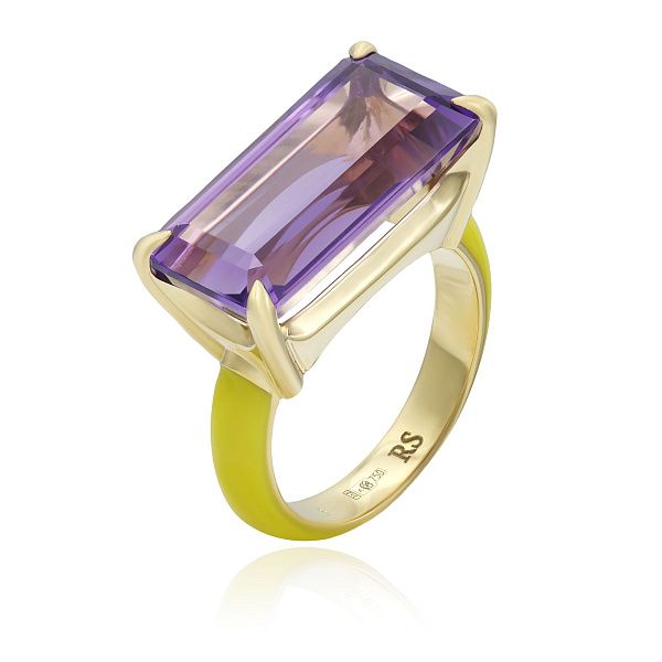 Кольцо из желтого золота с аметистом