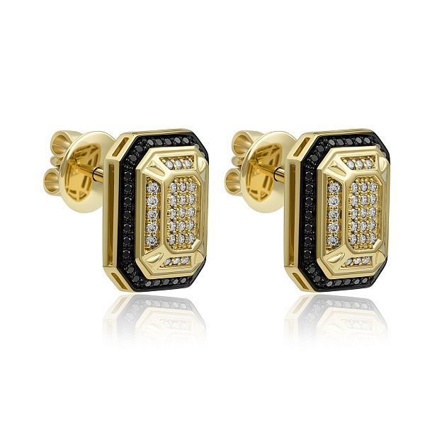 Пусеты из желтого золота с бриллиантами