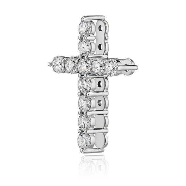 Крест из белого золота с бриллиантами