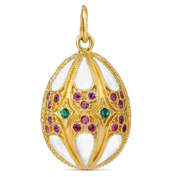 Подвеска яйцо из серебра с ювелирным стеклом