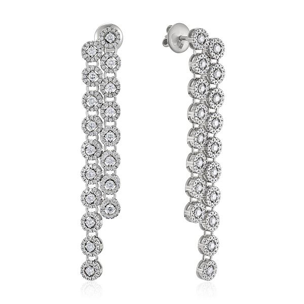 Пусеты из белого золота с бриллиантами