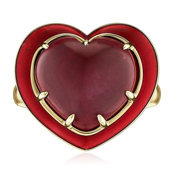 Кольцо из желтого золота с рубином 16.26 ct и бриллиантом