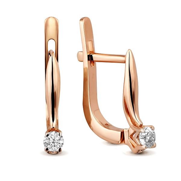 Серьги из красного золота с бриллиантами