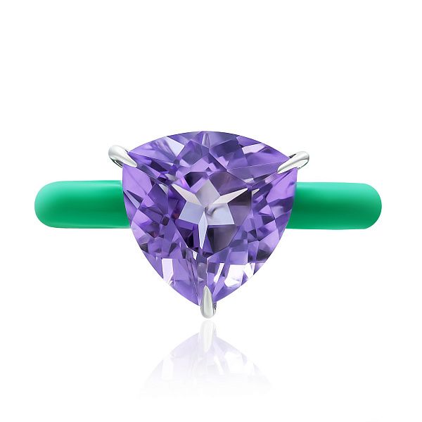 Кольцо из белого золота с аметистом